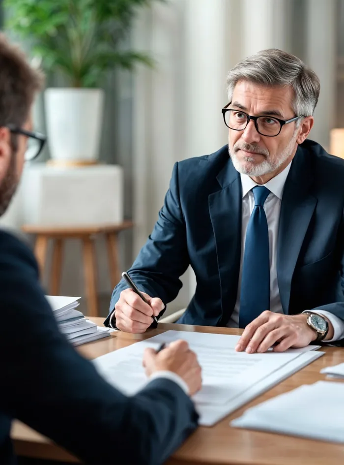 Abogado reunido con un cliente